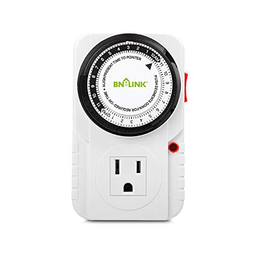 BN-LINK 24 ชั่วโมง Plug-in Mechanical Timer Grounded Aquarium, Grow Light, Hydroponics, Pets, Home, Kitchen, Office, Appliances, UL Listed 125VAC, 60 Hz, 1875W, 15A, 1 / 2HP (1)