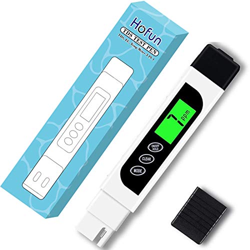 Water Tester Digital TDS Meter - Hofun TDS, EC & Temperature Meter 3 in 1, 0-9999 ppm Accurate, PPM Meter for Drinking Water Test, Coffee, Swimming Pool, Aquarium, RO / DI System, Hydroponics